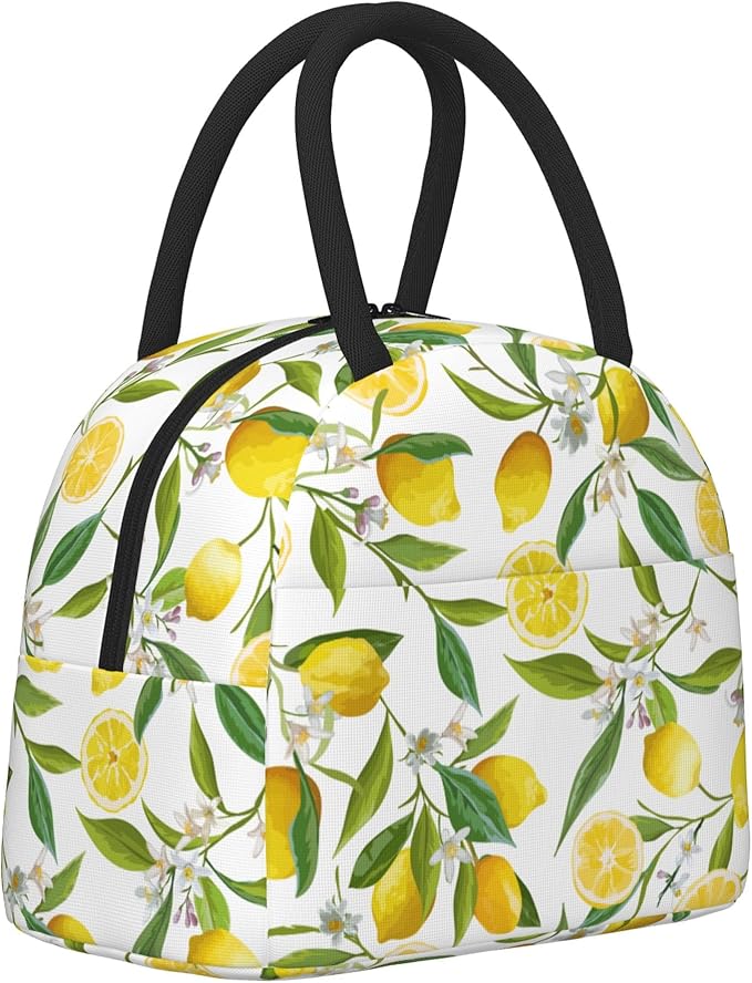 Lemon Lunch Bag Lunch Box for Women Men Boys Girls, Reusable Insulated Lunch Tote Bag, Leakproof Thermal Cooler Sack Food Handbags High Capacity for Work School Picnic Camping Gifts