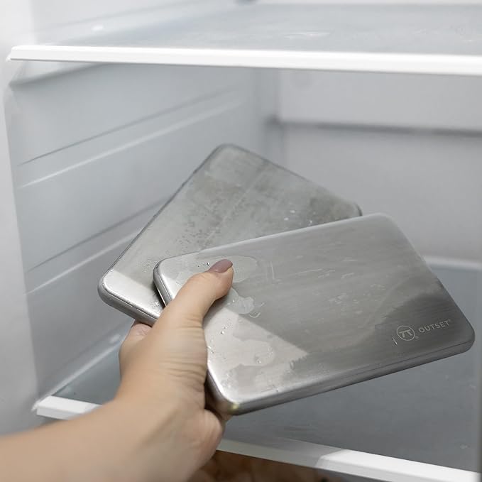 Outset Stainless Steel Ice Packs, Set of 2 Travel Ice Packs, 7” x 4.75” x 0.5”