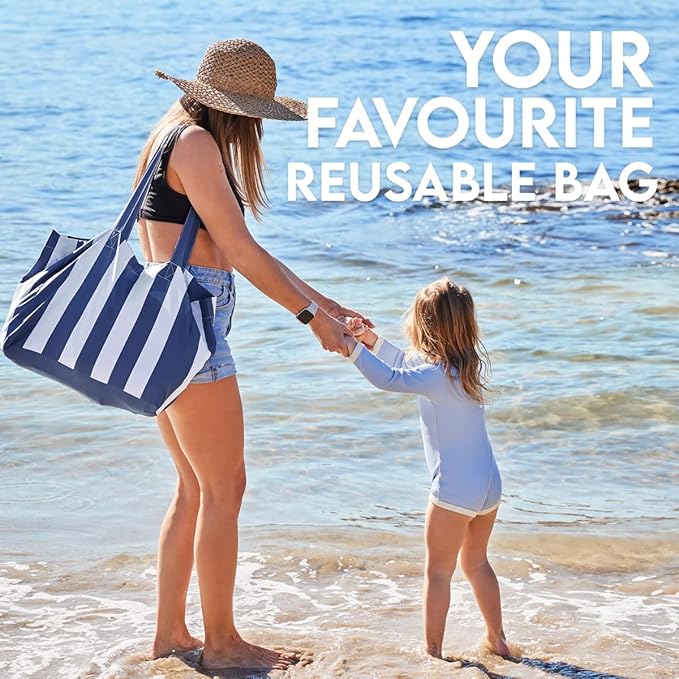 Dock & Bay Ultimate Beach Kit Bundle - Two Quick Dry Towels, Waterproof Bottom Picnic Blanket and Compact Foldable Beach Bag - 100% Recycled Materials - Whitsunday Navy Blue (B)