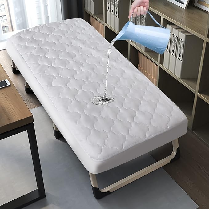 Cot Sheet 31" x 75" and Cot Mattress Pad Waterproof 30" X 75" White