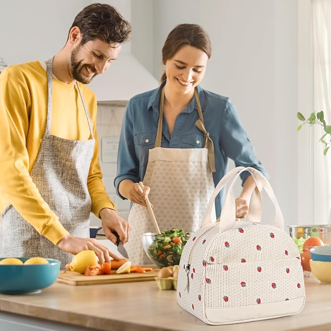 Lunch Box Lunch Bag for Women Men, Leakproof, Insulated Lunch Box Tote with Large Capacity, Lunch Container for Work/Office (Corduroy Strawberry)