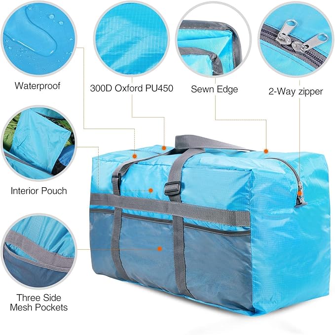 REDCAMP Foldable Travel Bag, Large Sports Bag, 75L/96L/100L, Lightweight Waterproof Tote Bag