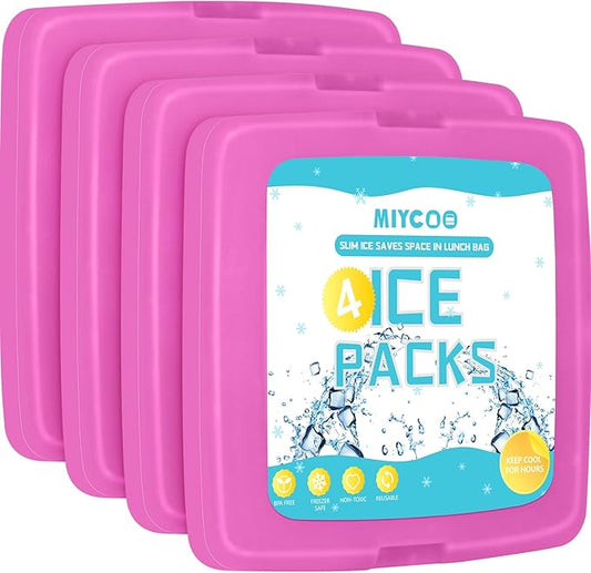 MIYCOO Ice Packs for Lunch Boxes & Lunch Bag - Quick Freeze Ice Pack Space Saving Freezer Packs - Reusable Slim Original Cool Pack - Cooler Accessories for Beach, Camping and Fishing