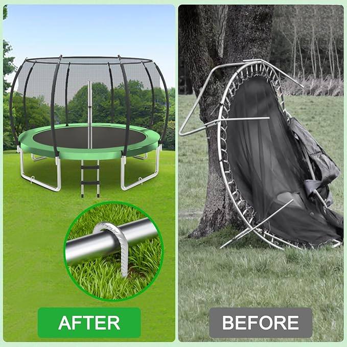 Trampoline Wind Stakes 16 Inch, 3/8" Diameter Heavy Duty U Shaped Rebar Tent Fence Stakes for Ground, Galvanized Trampoline Tie Down Anchor Kit 8 Pack