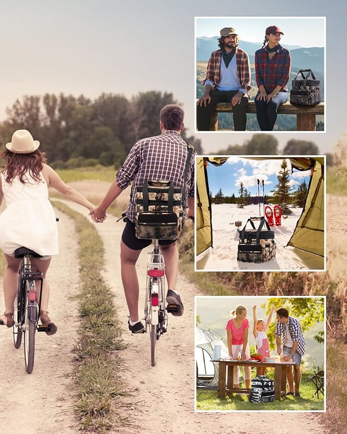 JOYHILL Tactical Lunch Box for Men, Double Deck Expandable Insulated Lunch Bag, Large Durable Thermal and Cooler Bag for Adult, Modern Leakproof Bag for Adult Work, Camping, Picnic, Navy,18 L/24 Can