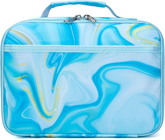 LOIDOU Lunch Box for Kids Boys Girls Insulated Lunch Bag Thermal Meal Tote Reusable Lunch Pail Bags for School Travel (Marble Blue)