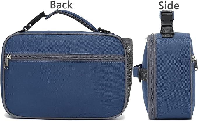 FlowFly Kids Lunch Bag, Durable Insulated School Lunch Box with Shoulder Strap and Bottle Holder, Water-resistant Thermal Small Lunch Cooler Tote for Teen Boys & Girls,Cyan