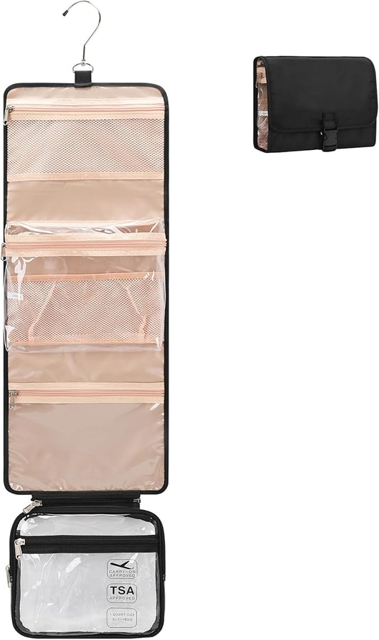 Relavel Travel Makeup Bag Hanging Toiletry Bag for Women Men TSA Approved Clear Bag Toiletries Waterproof Cosmetic Bag Toiletry Bag Travel Toiletry Organizer for Bathroom Shower, Large Size