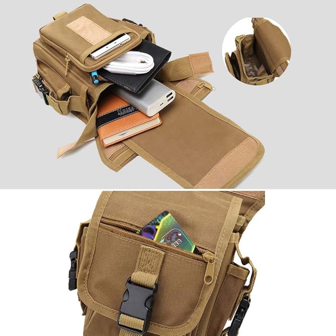 Roaring Fire Multi-Functional Waist Bag, Drop Leg Bag, Waist Pack, Tactical Military Waterproof EDC Fanny Pack for Trekking, Outdoor, Hiking, Motorcycling, Cycling, Traveling, Sling Chest Shoulder Bag