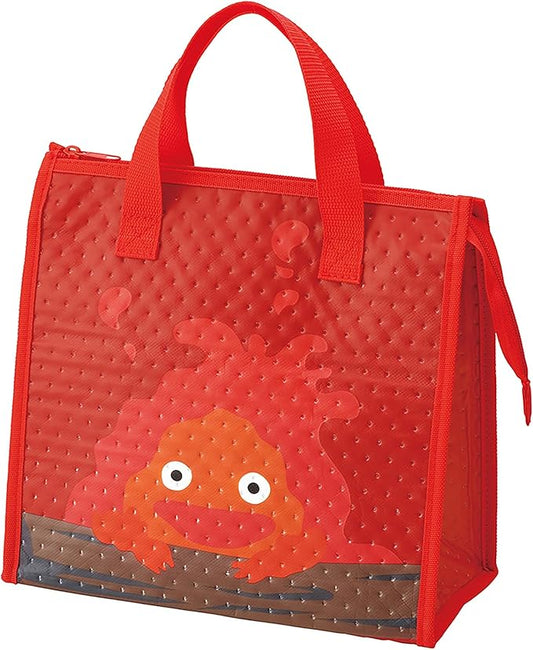 Skater Studio Ghibli Howl's Moving Castle Thermal Insulated Lunch Bag with Zip Closure - Calcifer
