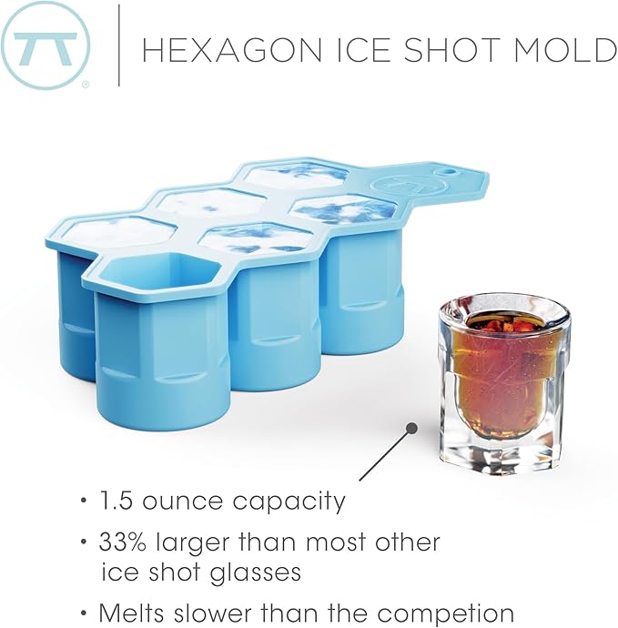 Outset Silicone Hexagon Ice Shot Mold, 6 Glass Capacity