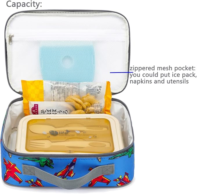 FlowFly Kids Lunch box Insulated Soft Bag Mini Cooler Back to School Thermal Meal Tote Kit for Girls, Boys, Fighter