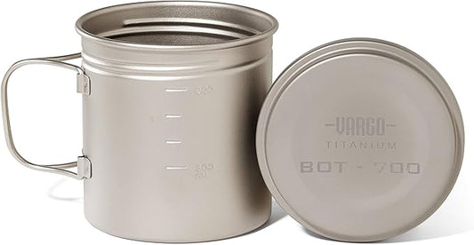 Vargo Titanium BOT Series | Vargo BOT - 700 | Titanium Cooking Pot and Water Bottle with Foldable Handles and Watertight Lid | 700ml (23 oz.)