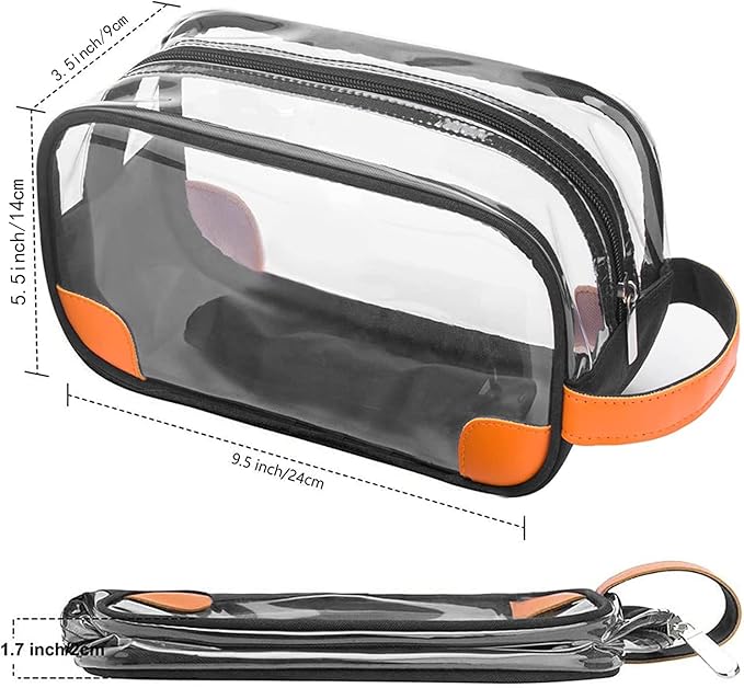 Lermende Toiletry Bag, Clear Shaving Dopp Kit for Men Travel Toiletry Bag with Hand Strap Unisex Bathroom Toiletries Organiser