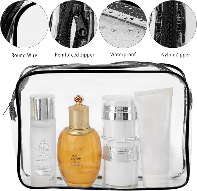 Tbestmax 10 Pack Clear Cosmetic Bags Makeup Bags Portable Waterproof TSA Approved Travel Toiletry Bags Organizer