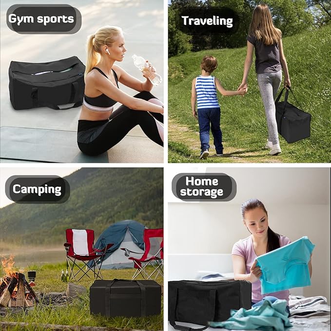 INFANZIA Duffel Travel Sports Equipment Bag, Long Luggage Bag with Upgrade Zipper Water Resistant, Extra Large Foldable Storage Bag for Camping, Tent, Tripod, Fishing(24x12x12 inch,2PCS)