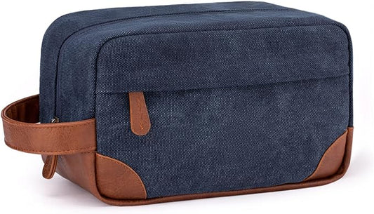 Vorspack Toiletry Bag Hanging Dopp Kit for Men Water Resistant Canvas Shaving Bag with Large Capacity for Travel - Navy Blue