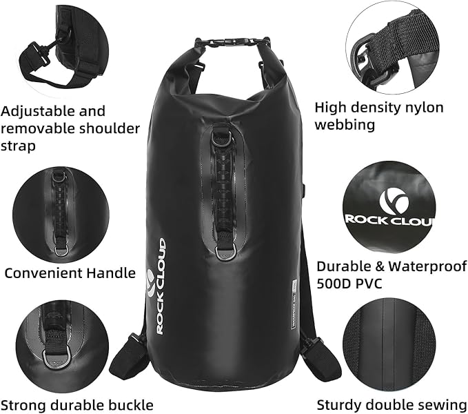 ROCK CLOUD Dry Bag Waterproof 20L Dry Sack for Kayaking Rafting Boating Beach Surfing Swimming Canoe Camping Hiking Fishing Ski