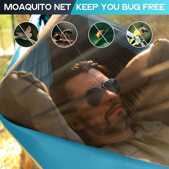 Camping Hammock Mosquito Net,Double & Single Portable Hammocks Hammocks with 2 Tree Straps,Hammock Tent for Travel Camping,Camping Accessories for Indoor Outdoor Hiking Backpacking Backyard Beach