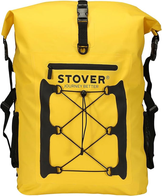 STOVER 5/10/25/30/40/55L Waterproof Dry Backpack- XL Floating Dry Bag for Kayaking, Travel, Tubing, Hiking, Fishing, Camping, Motorcycles, the Beach, Heavy-Duty Roll Top Men/Women (Yellow)
