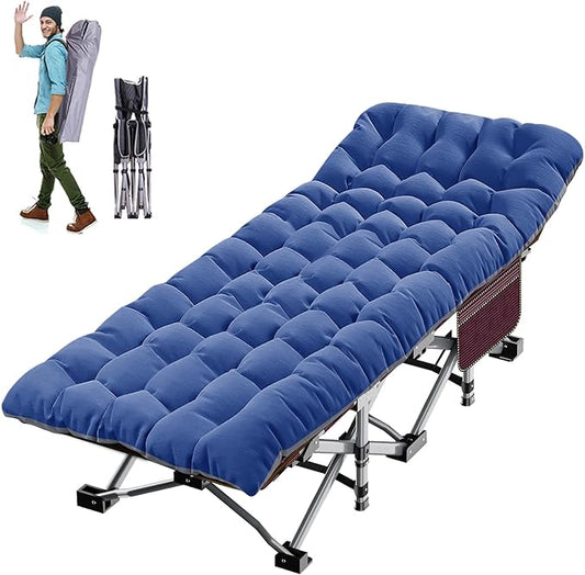 ABORON Folding Camping Cot for Adults, Double Layer 1200D, 500lb Capacity, Heavy Duty Guest Cot with Mat & Carrying Bag for Indoor & Outdoor Use