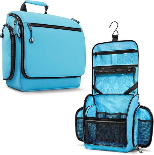 VENTURE 4TH Hanging Travel Toiletry Bag for Women & Men - Travel Organizer with Expandable Compartments & Removable Clear Pouch for Toiletries (Light Blue)
