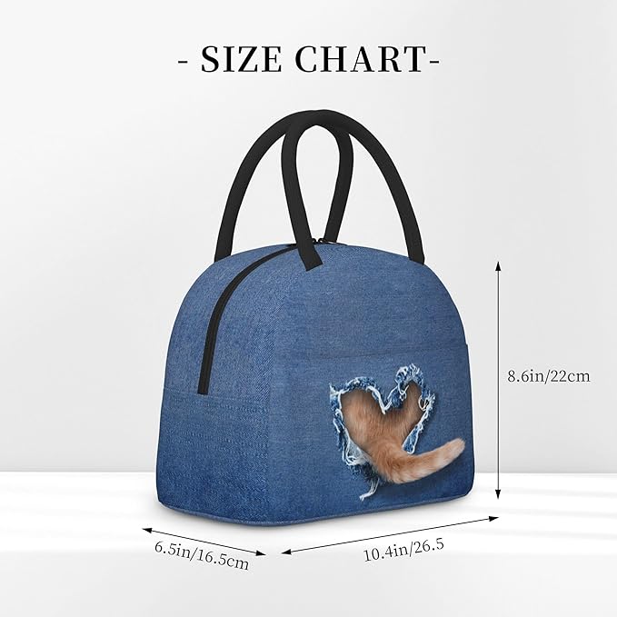 Cute Cat Lunch Bag Lunch Box for Women Men Boys Girls, Reusable Insulated Lunch Tote Bag, Leakproof Thermal Cooler Sack Food Handbags High Capacity for Work School Picnic Camping Gifts