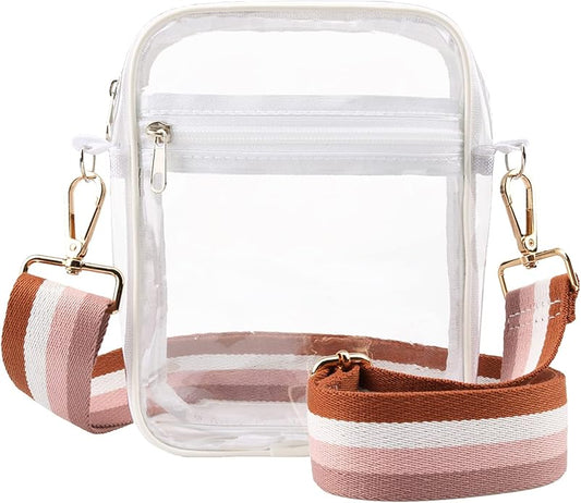 WEDDINGHELPER Clear Crossbody Bag, Clear Bag Stadium Approved, Clear Bag for Concerts Sports Events