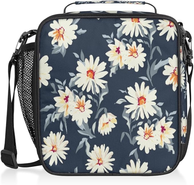 Daisy Insulated Lunch Bag for Girls Women,Daisy Flower Cooler Thermal Tote Kids Reusable Lunch Box Container for School Picnic Work Office Travel Outdoor