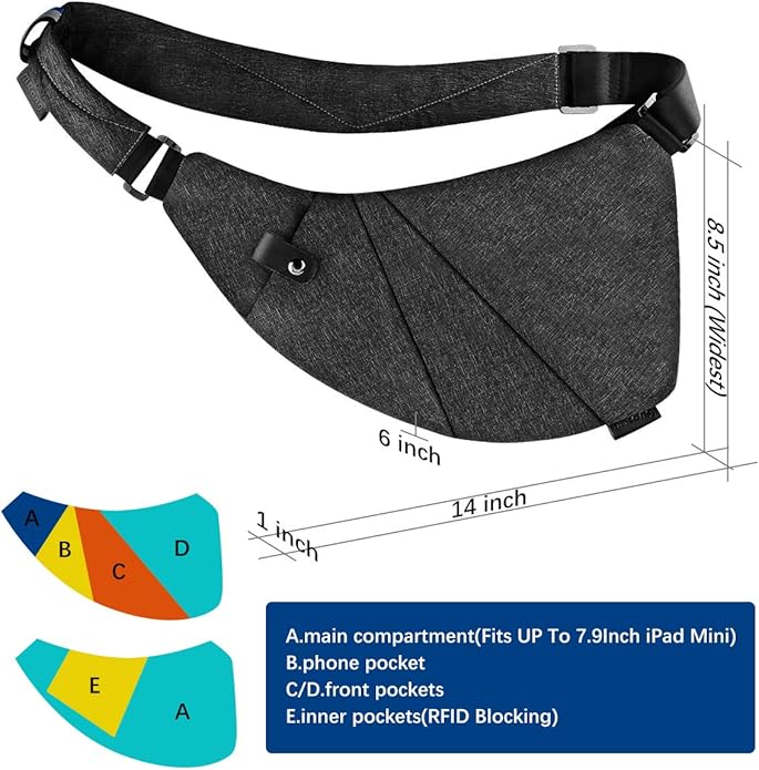 Sling Crossbody Bags Trendy Travel Anti Theft Safe Purse Bags for Women Men Waterproof