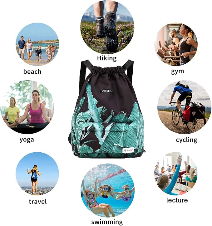 Waterproof Drawstring Bag, Gym Bag Sackpack Sports Beach Backpack for Men Women