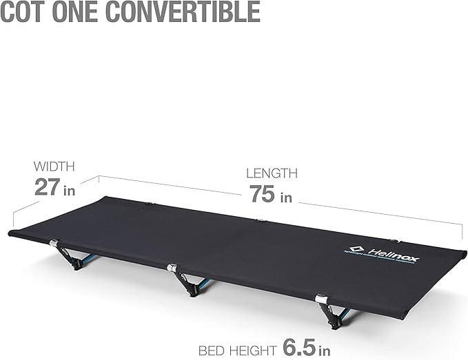 Helinox Cot One Lightweight, Compact, Collapsible, Portable Camping Cot, Regular, Black
