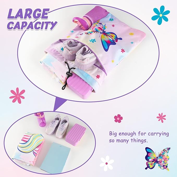 WAWSAM Gym Drawstring Backpack String Bag - 15” x 17” Sports Gym Bag for Kids Waterproof Swimming Beach Shopping Yoga Bag