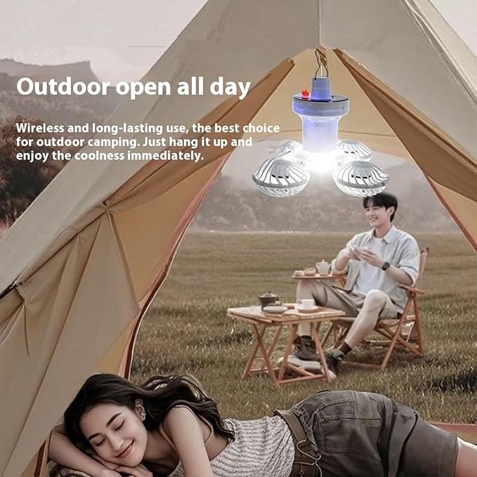Solar Foldable 4 Fan Light with Hook, USB/Solar Charging for Outdoor Cooling & Lighting, camping ceiling fan,lámparas recargables para cuba, battery operated ceiling fan tent essentials