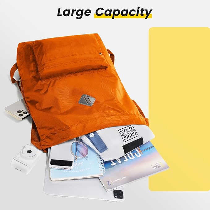 Vorspack Drawstring Backpack Water Resistant String Bag Sports Gym Sack with Side Pocket for Men Women