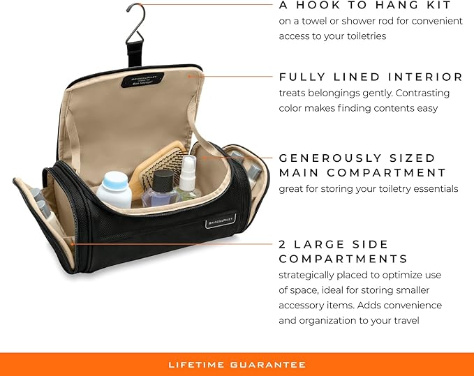 Briggs & Riley Toiletry Kit - Travel Bags for Women & Men, Organizer for Vacation, Dopp Kit for Bathroom Accessories, Makeup, & Skincare
