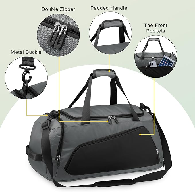 HUA ANGEL Waterproof Gym Bag with Shoe & Wet Compartment Large Capacity Sports Duffel Bag Men Women Travel Fitness Workout