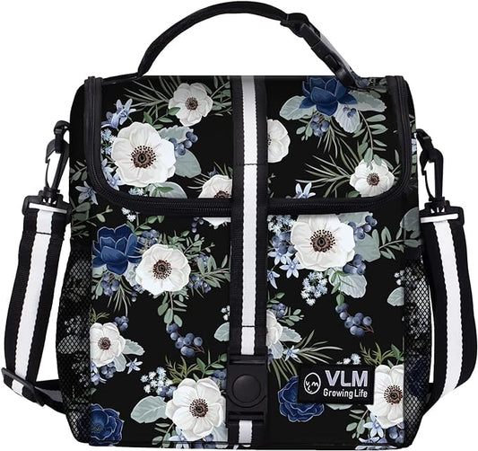 VLM Lunch Box for Women, Insulated Lunch Bag Women with Adjustable Shoulder Strap, Cute Lunch Tote Bag for Work,Picnic,Camping