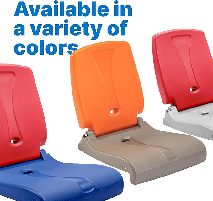 Step2 Folding Flip Seat, Lightweight Portable Outdoor Chair for Poolside, Camping, Beach, Boats, Tailgates, Durable Ground Chair with Back Support for Adults, Brown & Orange