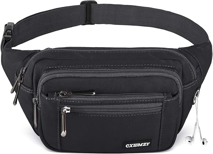 CXWMZY Fanny Packs For Women & Men Waist Pack Hip Bum Bag with Multi-Pockets Large Capacity Waterproof Casual Bum Bag for Disney Traveling Casual Cycling Running Hiking (Camo Black)