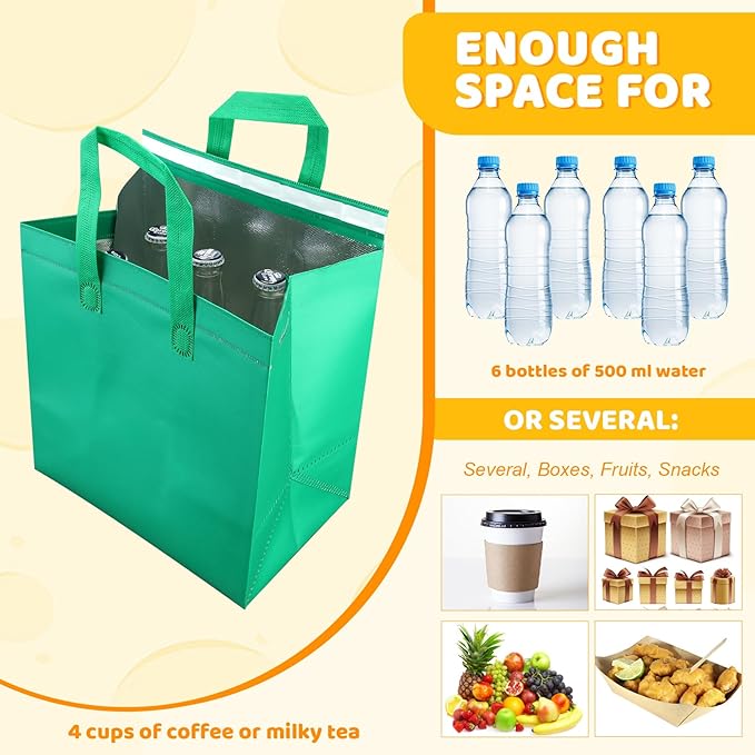 Hushee 200 Pcs Insulated Take out Bags Bulk Thermal Insulation Take Away Bags Disposable 10.24x11.02x6.69 Inch for Grocery Lunch Hot Cold Frozen Food Delivery Shipping Cooler(Colored)