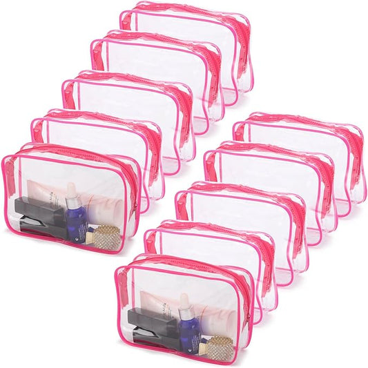 Tbestmax 10 Pack Clear Cosmetic Bags Makeup Bags Portable Waterproof TSA Approved Travel Toiletry Bags Organizer
