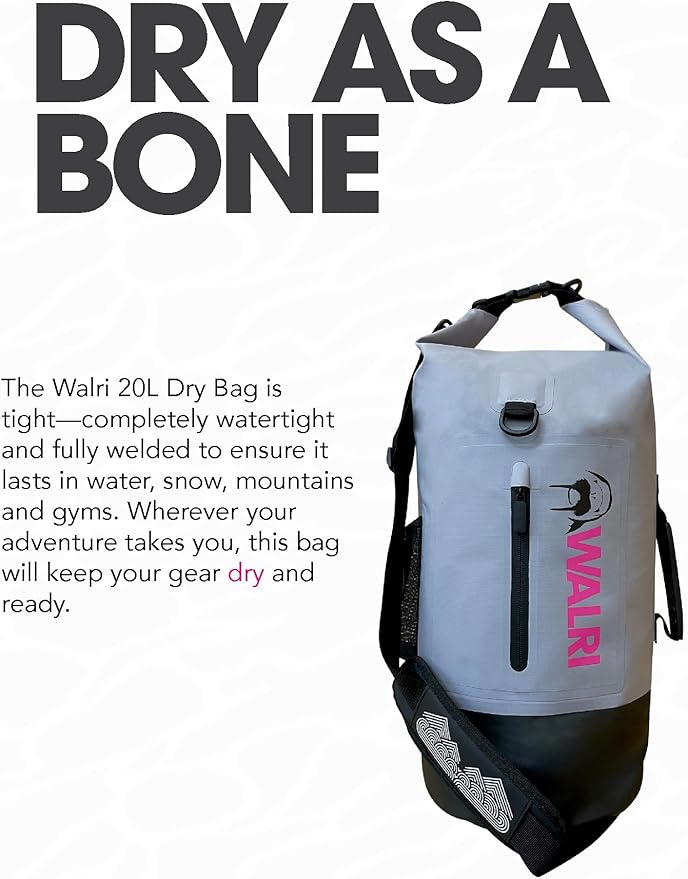 WALRI 20L Waterproof day pack for Sports, Surf, Turf and Dirt (Black)