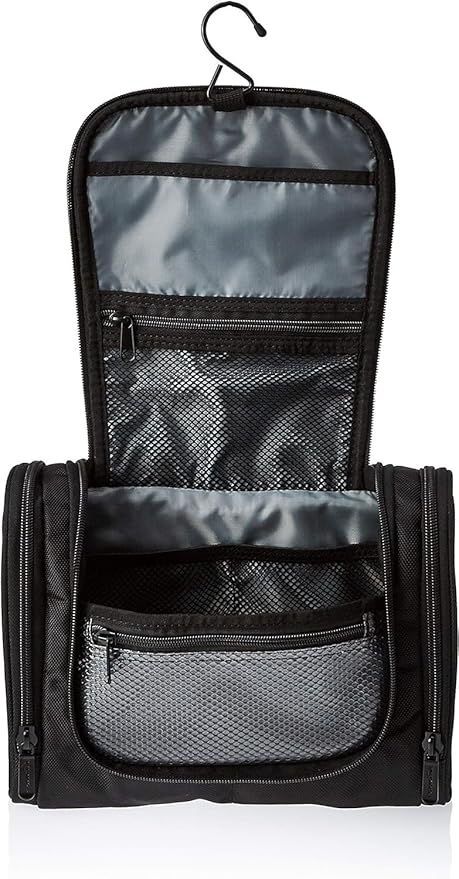 Amazon Basics Hanging, Travel Toiletry Bag Organizer, Shower Dopp Kit, Black
