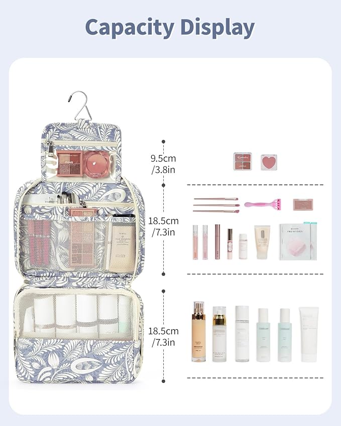 Narwey Hanging Travel Toiletry Bag Cosmetic Make up Organizer for Women and Girls Waterproof