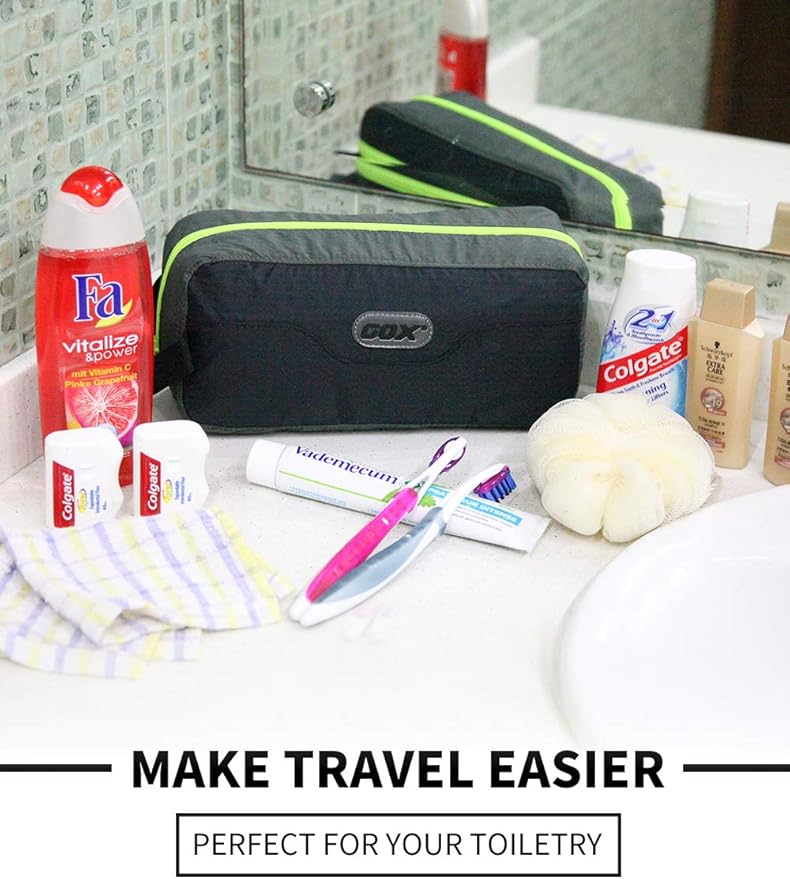 GOX Travel Toiletry Bag,Dopp Kit Case,Ultra-Light Cosmetics Bag Makeup Organizer(Black)