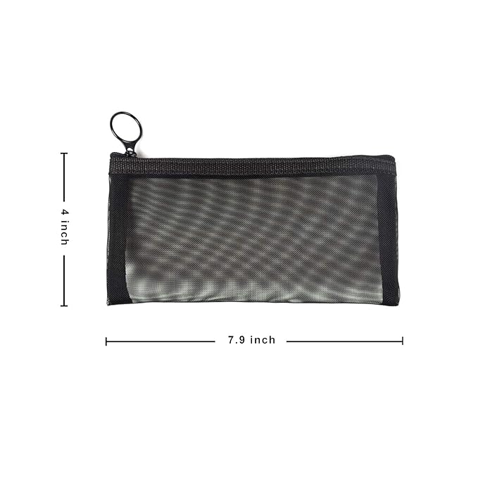 patu Zipper Mesh Bags, Long Case, 5 Pieces, Beauty Makeup Cosmetic Accessories Organizer, Travel Toiletry Kit Set Storage Pouch, Assorted Colors