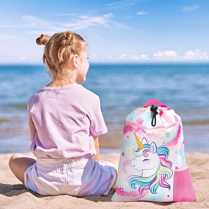 WAWSAM Gym Drawstring Backpack String Bag - 15” x 17” Sports Gym Bag for Kids Waterproof Swimming Beach Shopping Yoga Bag