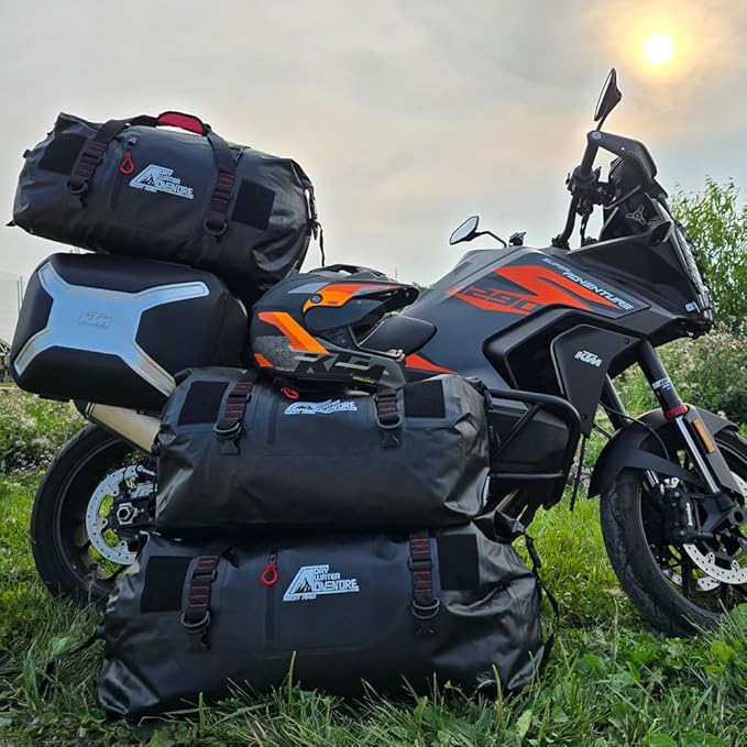Motorcycle Waterproof Duffel Bag With Tie Down Straps, Marine Grade (80 Liter/21.1 Gallon, Rocky Series, Black)
