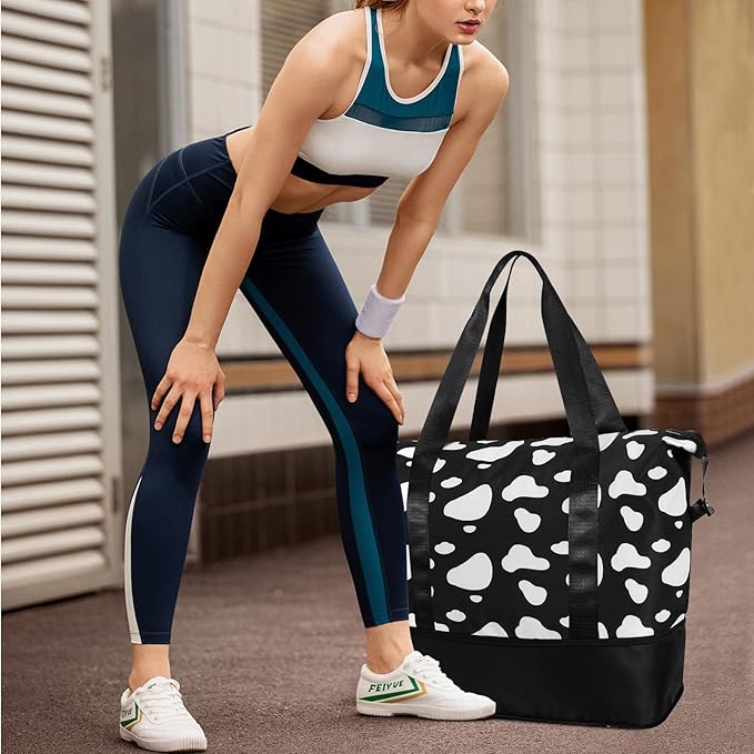 Womens Travel Duffel Bag Lightweight Sport Gym Bag Waterproof Weekender Overnight Bag with Wet and Dry Separation Pocket for Gym Training Yoga Fitness Swimming